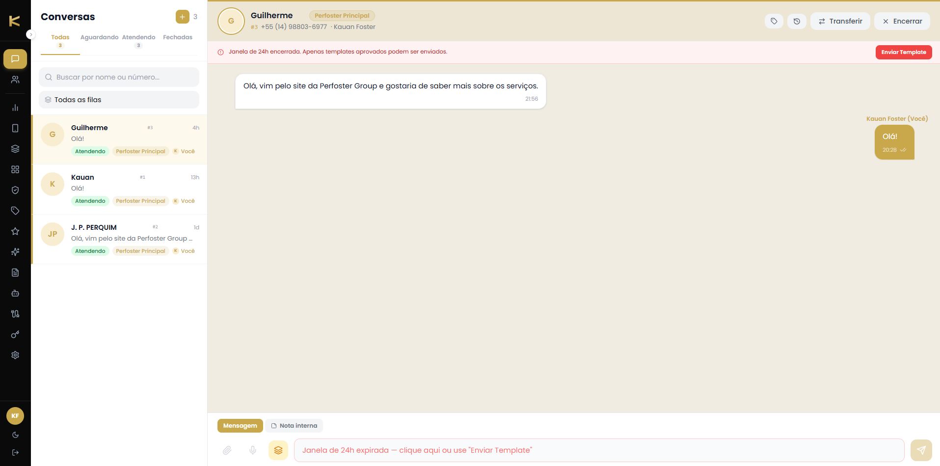 Interface do Kmess — painel de conversas em tempo real